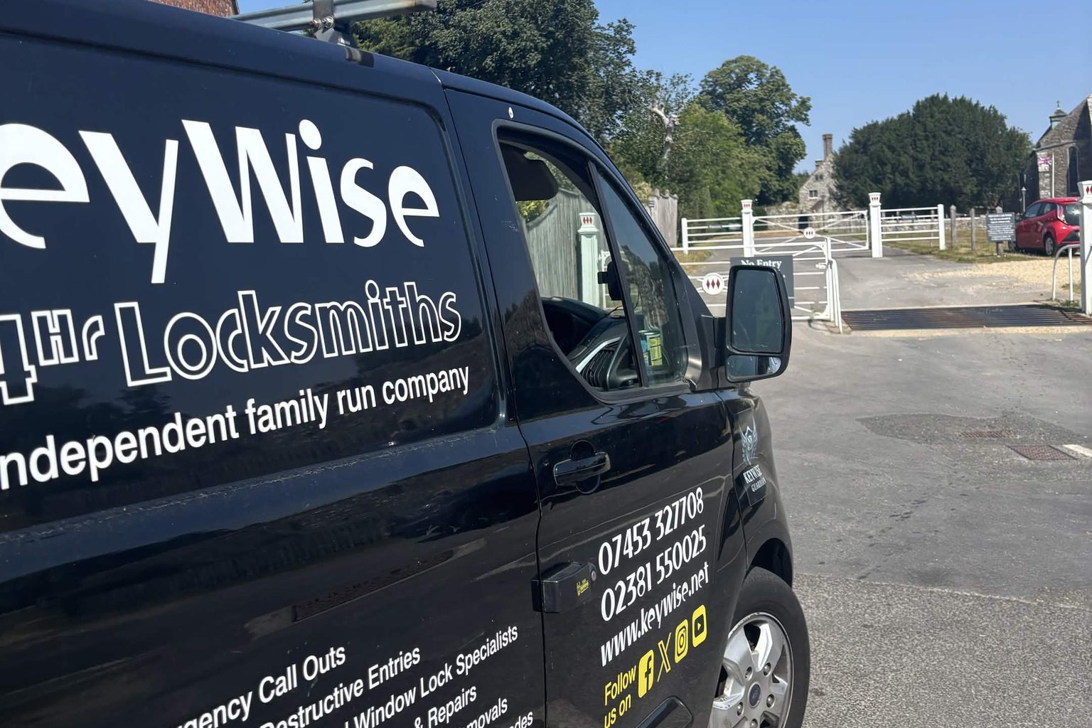 Keywise 24hr Locksmiths van in Beaulieu, Hampshire. Family-run, 2024 Police & Crime Commissioner Award winner.