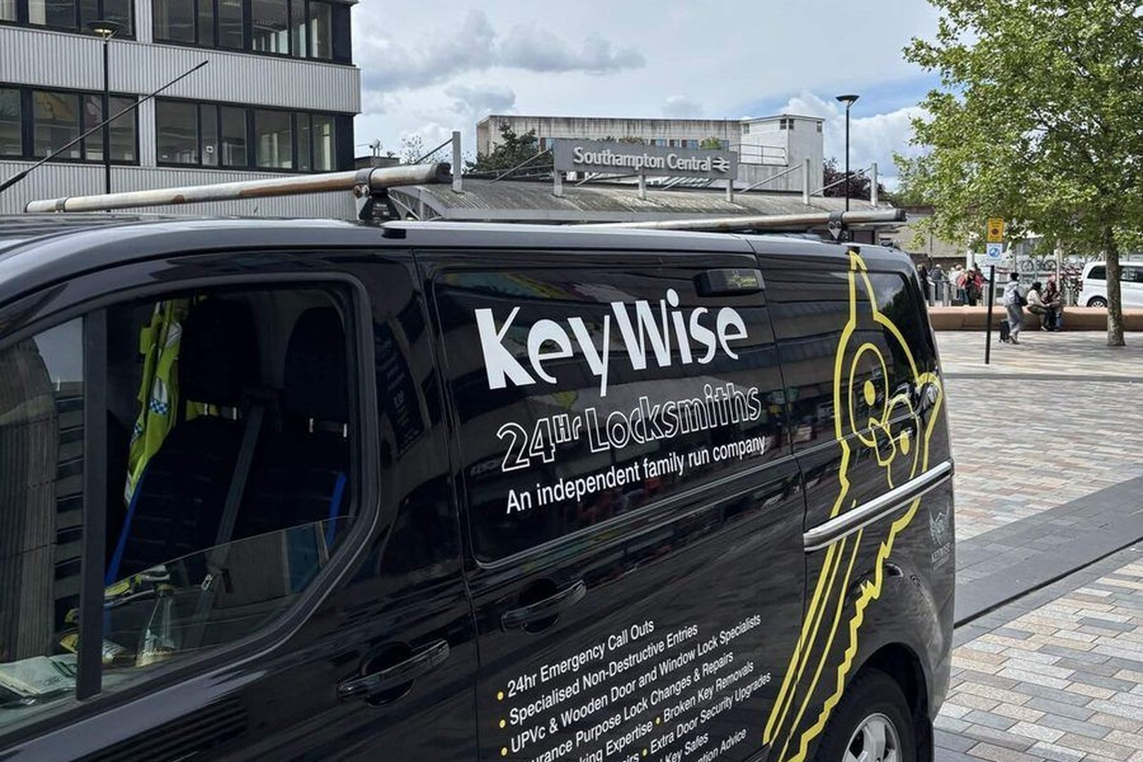 Keywise 24hr Locksmiths van in Southampton Central, Hampshire. Family-run, 2024 Police & Crime Commissioner Award winner.