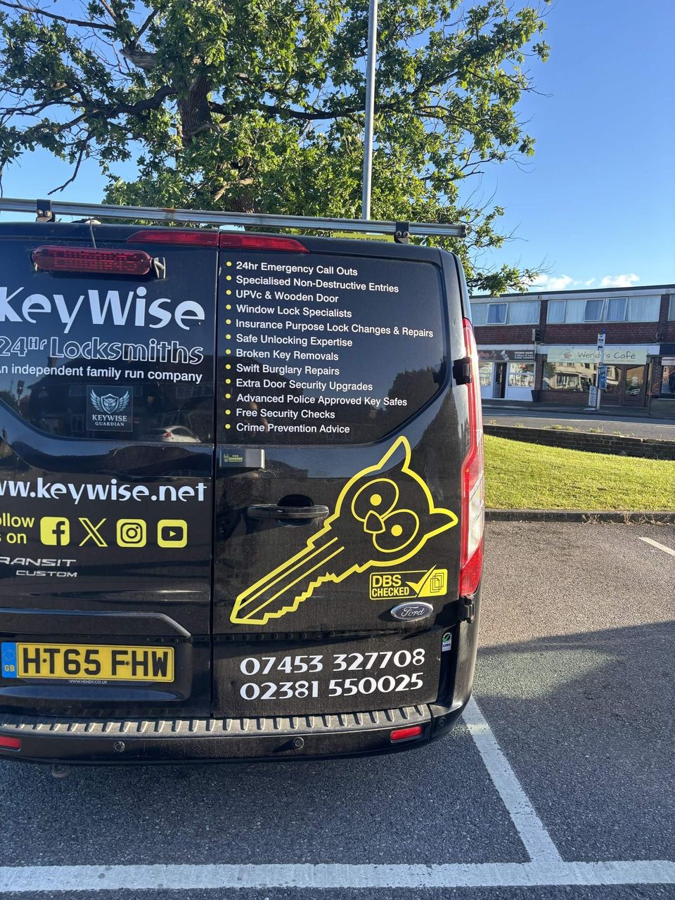 Keywise locksmith van on a call-out in Blackfield, SO45 Waterside