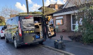 Rear doors of a Keywise locksmith van parked in Southampton
