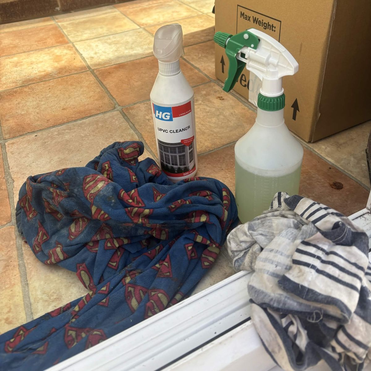uPVC cleaner and cloths used to clean the door frames after the lock work
