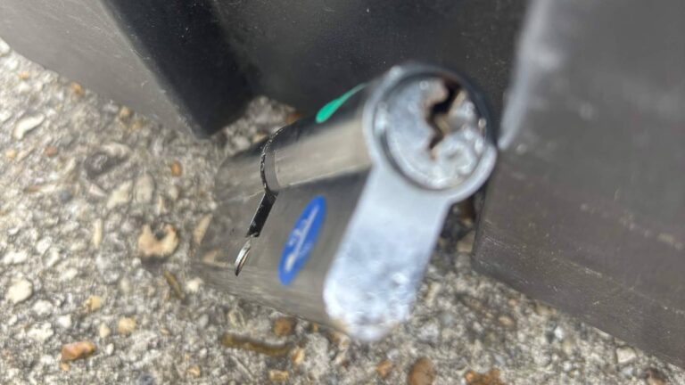 Old euro cylinder with a snapped key, Dibden Purlieu job by KeyWise 24hr Locksmiths